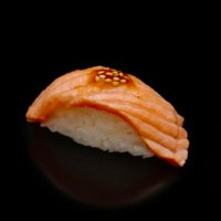 Flamed sake nigiri